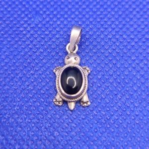 Sterling Silver Black Onyx Turtle Pendant